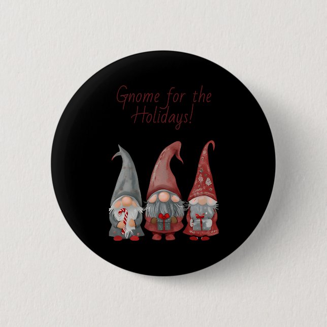 Adorable Christmas Gnomes With Holiday Cheer T Shi Button (Front)