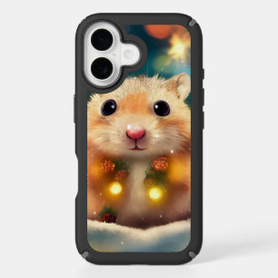 Adorable Christmas Hamster with Festive Lights iPhone 16 Case