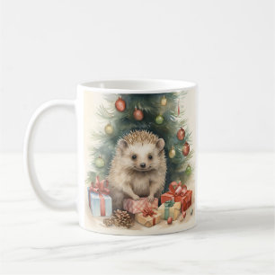 Adorable Christmas hedgehog holiday coffee mug
