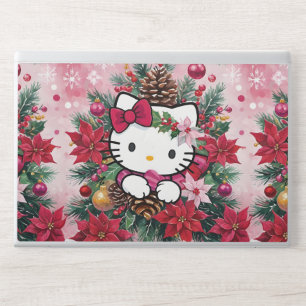 Adorable Christmas Kawaii Kitty In Pink HP Laptop Skin