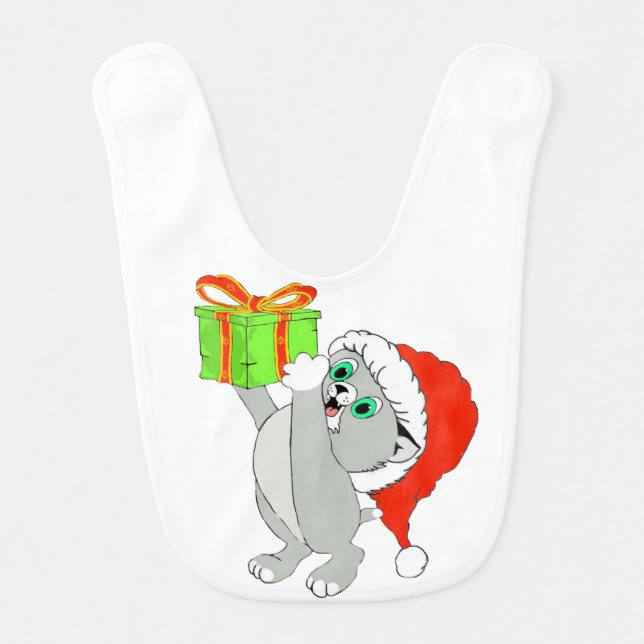 Adorable Christmas Kitten Bib (Front)