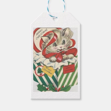 Adorable Christmas Kitten Gift Tag