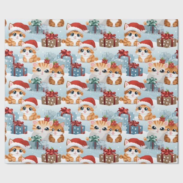 Adorable Christmas Kittens  Wrapping Paper (Seam)