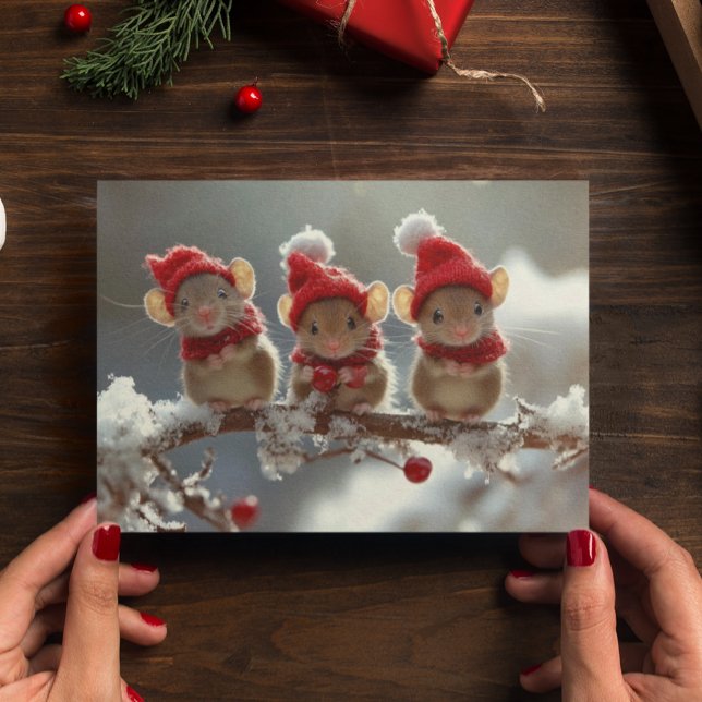 Adorable Christmas Mice  Postcard (Creator Uploaded)