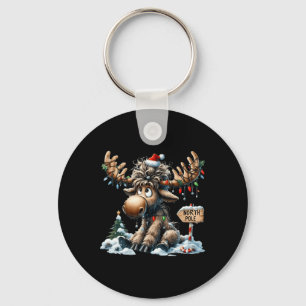Adorable Christmas Moose Merry Christmoose Men Wom Keychain