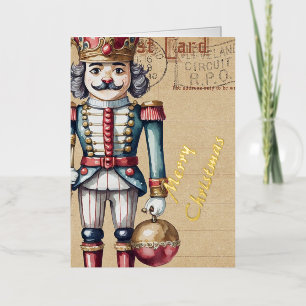 Adorable Christmas Nutcraker Vintage Foil Greeting Card