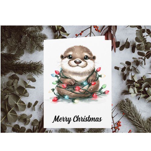 Adorable Christmas Otter Card