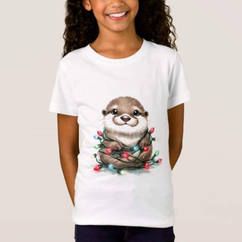 Adorable Christmas Otter  T_Shirt