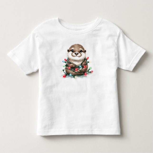 Adorable Christmas Otter Toddler T-shirt (Front)