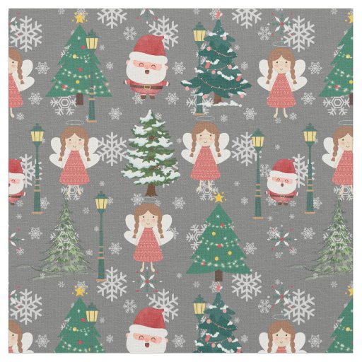 Adorable Christmas pattern for her girly green red Fabric