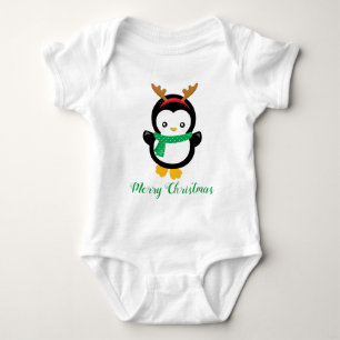 Adorable Christmas Penguin Baby Bodysuit