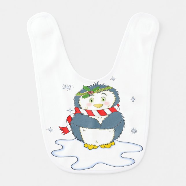 Adorable Christmas Penguin Bib (Front)