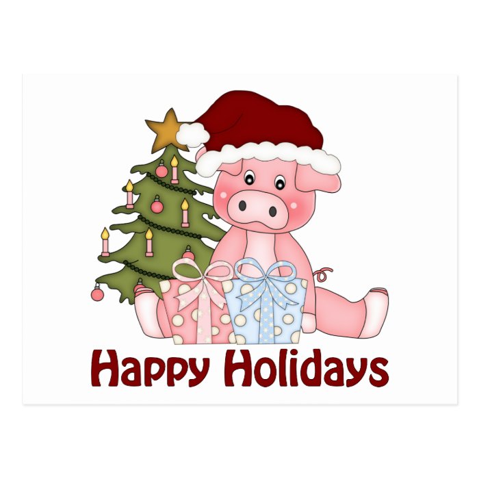 Adorable Christmas Pig Tees and Gifts Post Card