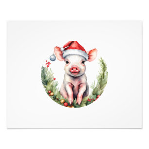 Adorable Christmas Piglet illustration featuring  Photo Print