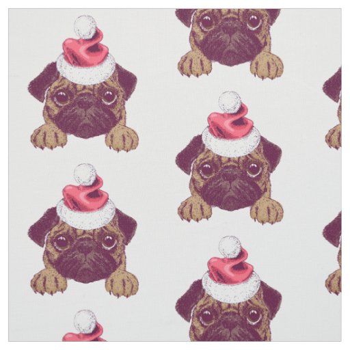 Adorable Christmas Pug Fabric