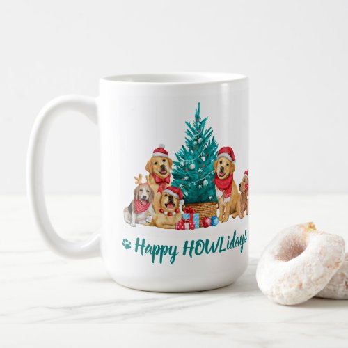 Adorable Christmas Puppies Happy Howlidays Coffee Mug