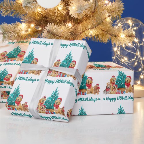 Adorable Christmas Puppies Happy Howlidays Wrapping Paper