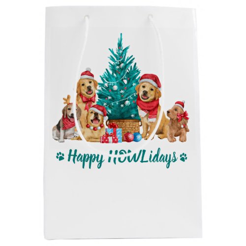 Adorable Christmas Puppies Holiday Medium Gift Bag