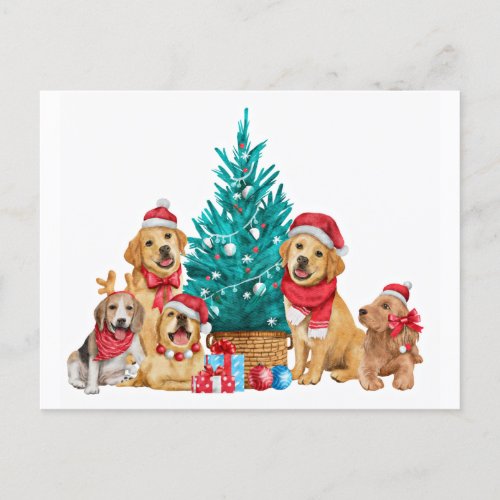 Adorable Christmas Puppies Holiday Postcard