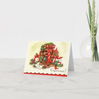 Adorable Christmas Puppy Card by Gypsify at Zazzle