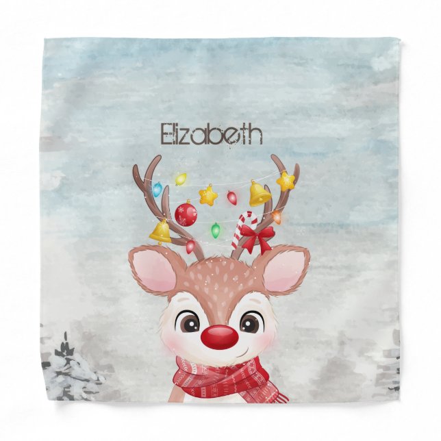 Adorable Christmas Reindeer Bandana (Front)