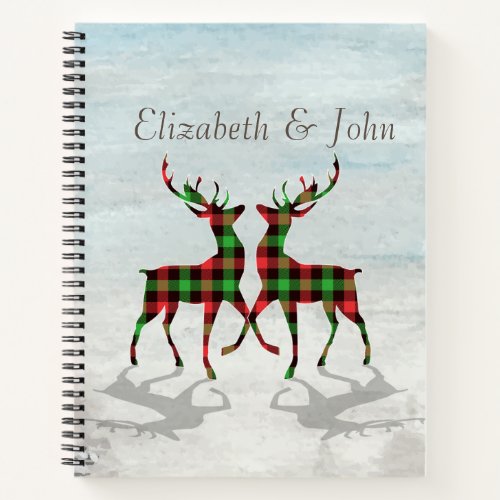 Adorable Christmas Reindeer  Buffalo Plaid Notebook