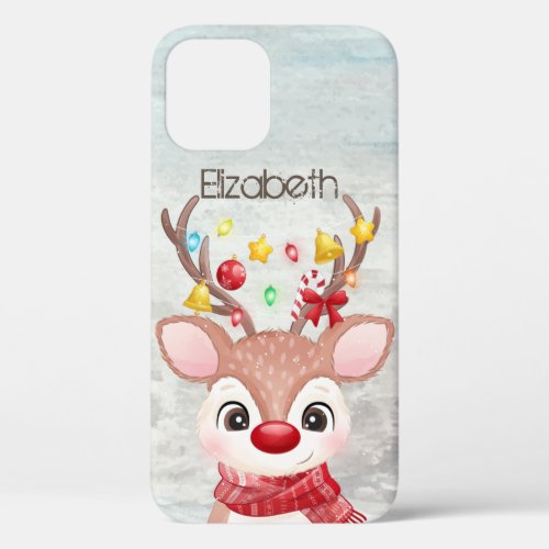 Adorable Christmas Reindeer  iPhone 12 Case