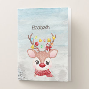 Adorable Christmas Reindeer   Pocket Folder