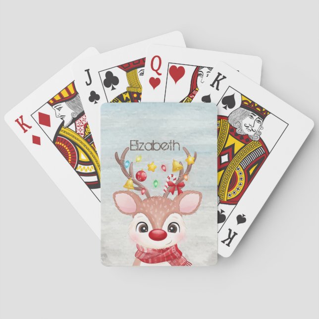 Adorable Christmas Reindeer   Poker Cards (Back)