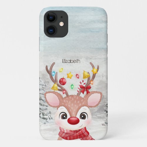 Adorable Christmas Reindeer Winter Wonderland iPhone 11 Case