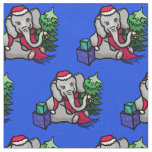 Adorable Christmas Sant Elephant Pattern Fabric