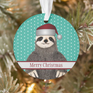 Adorable Christmas Santa Sloth Cute Kid's Animal Ornament