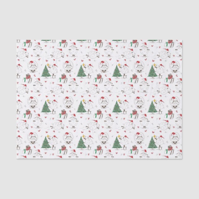 Adorable Christmas Sheep Tissue Paper (Front)