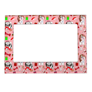 Adorable Christmas Shih Tzu Pattern  Magnetic Frame