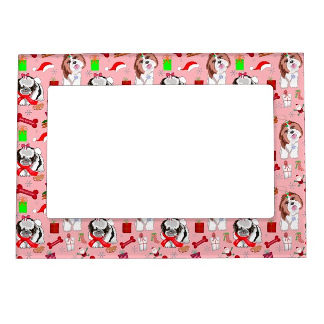 Adorable Christmas Shih Tzu Pattern  Magnetic Frame (Front)