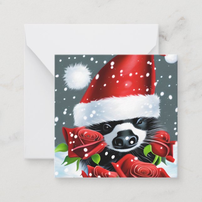 Adorable Christmas Skunk Note Card (Front)