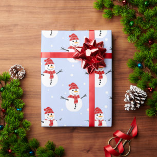 Adorable Christmas Snowman Patterns Festive Wrapping Paper