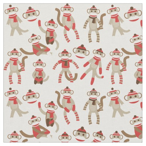 Adorable Christmas Sock Monkey Fabric