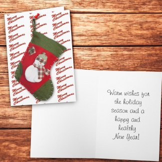 Adorable Christmas Stocking Snowman Over White