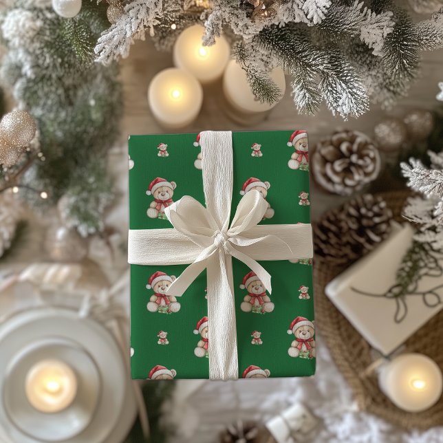 Adorable Christmas Teddy Bear Wrapping Paper (Creator Uploaded)