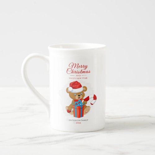 Adorable Christmas Teddy  Personalized Christmas Bone China Mug