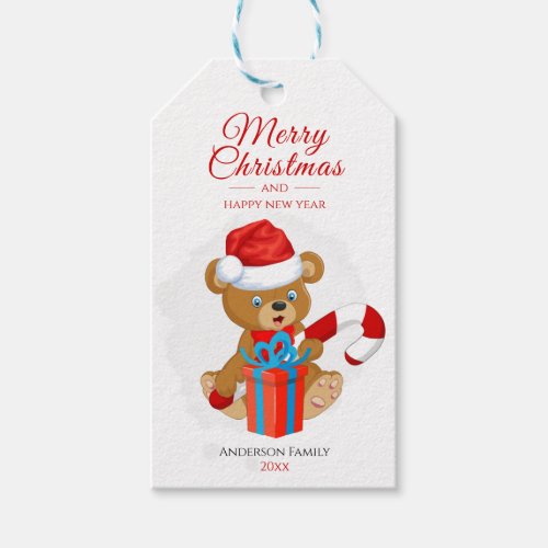 Adorable Christmas Teddy  Personalized Christmas Gift Tags