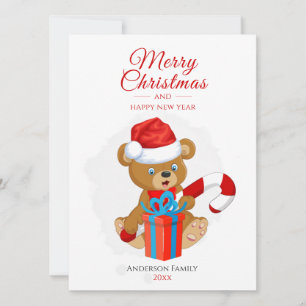 Adorable Christmas Teddy Personalized Christmas Holiday Card