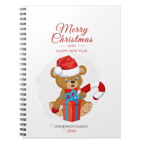 Adorable Christmas Teddy  Personalized Christmas Notebook