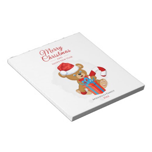 Adorable Christmas Teddy  Personalized Christmas Notepad