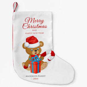 Adorable Christmas Teddy   Personalized Christmas Small Christmas Stocking