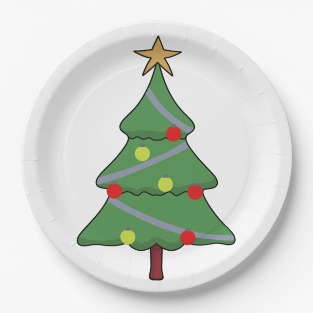 Adorable Christmas Tree Paper Plates (Front)