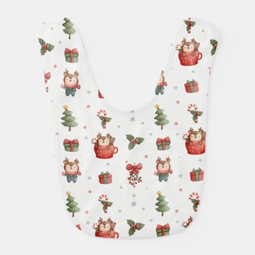 Adorable Christmas Tree Reindeer Gifts Candy Cane Baby Bib