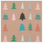 Adorable Christmas trees pink green blue dots cute Fabric