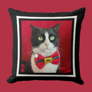 Adorable Christmas Tuxedo Cat Throw Pillow